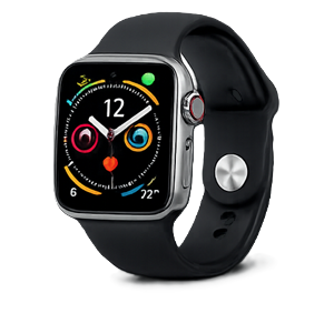 Generic AI smartwatch in Apple-style design with health and fitness tracking features.
